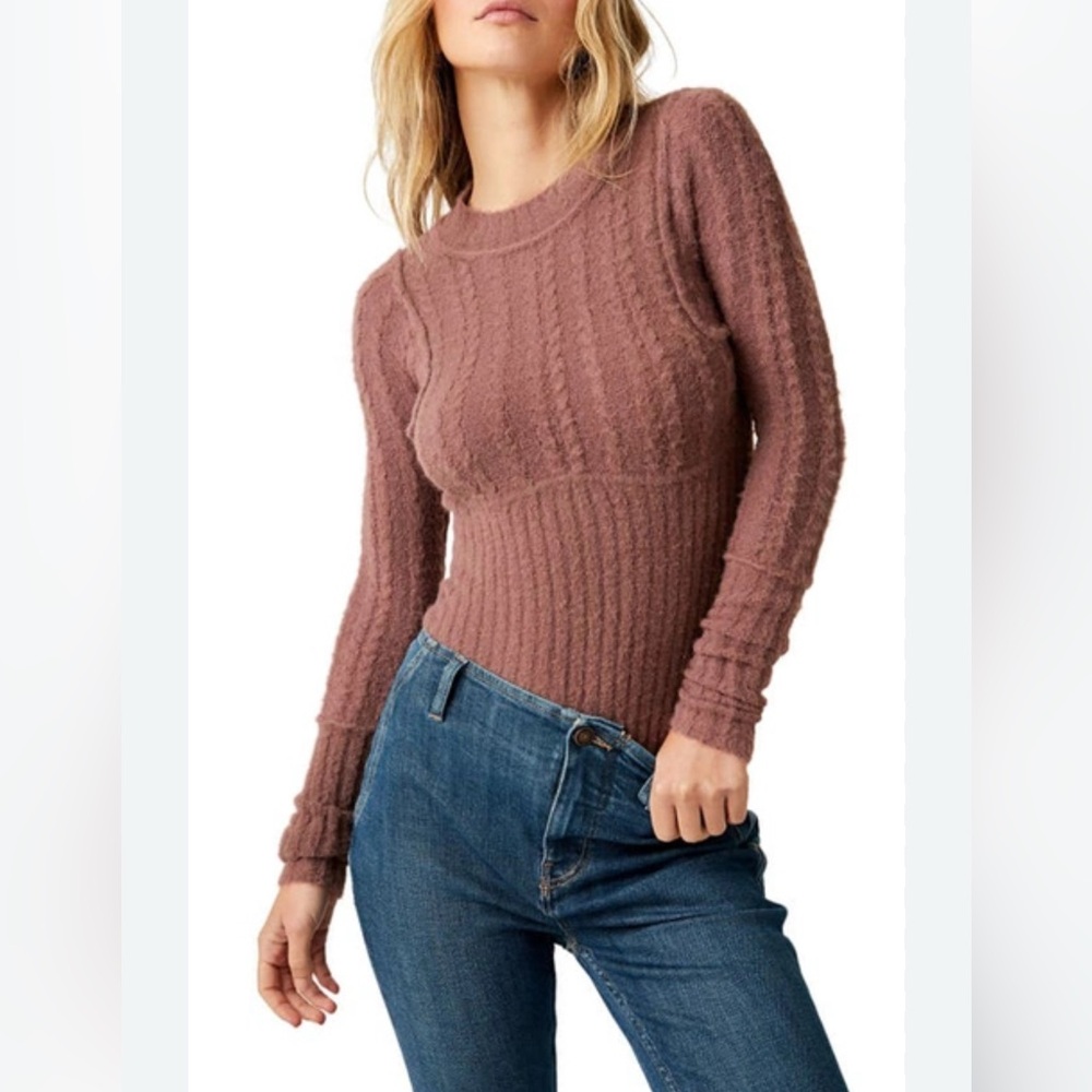 NWT Free People Keep Me Warm Cable Stitch Bodysuit